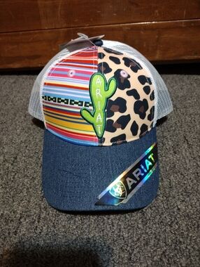 Ariat Men's Multi-Pattern Hat with Green Cactus Patch Hat